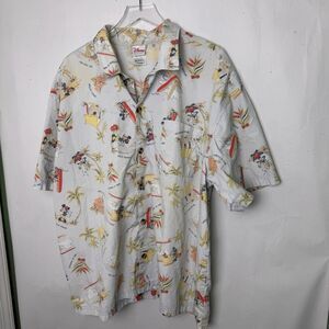 Mickey Mouse Hawaiian Shirt XXL Goofy Donald Tiki Hut Disney